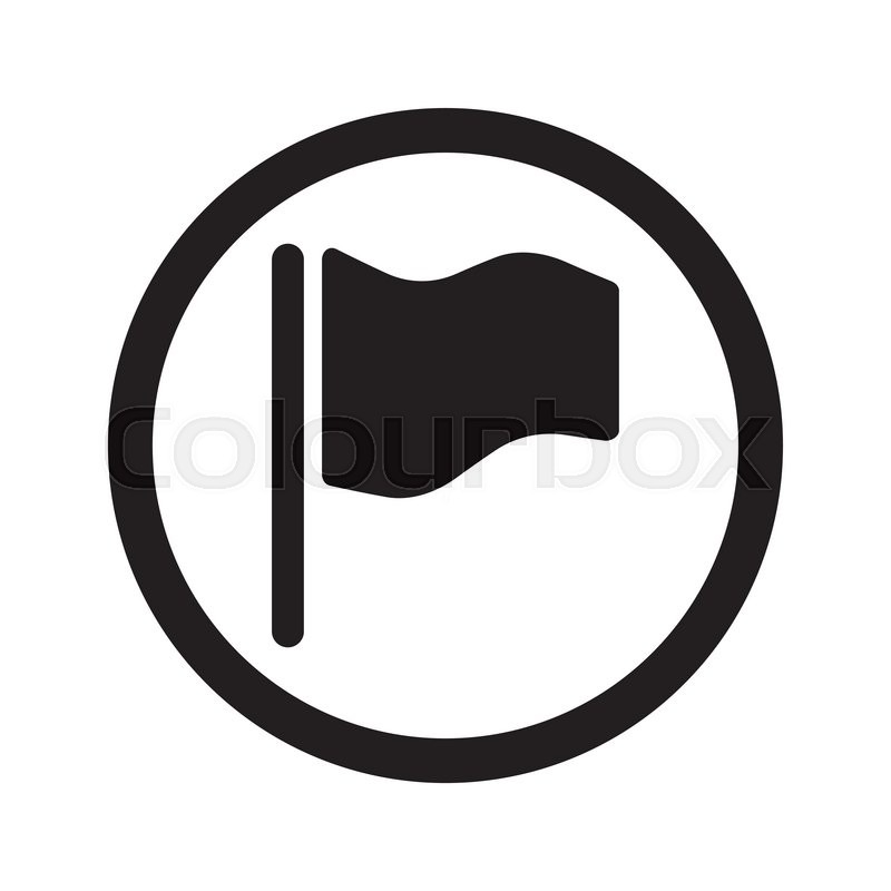 800x800 Flat Black Flag Web Icon In Circle On White Background Stock