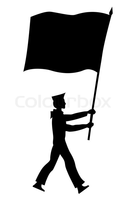 511x800 Vector Silhouette Of The Sailor With Flag On White Background