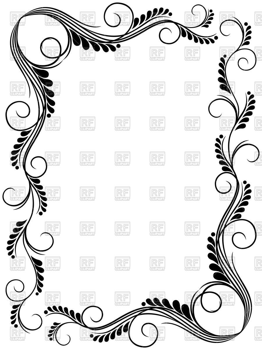 900x1200 Abstract Floral Black And White Frame Ornamental Frame Vector