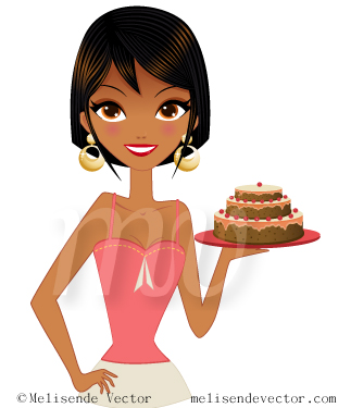 323x375 Black Girl Holding Cake Illustration