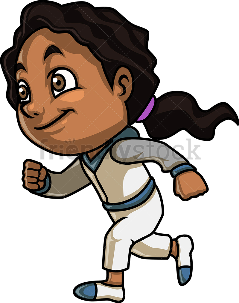 799x1010 Black Girl Running Cartoon Clipart Vector