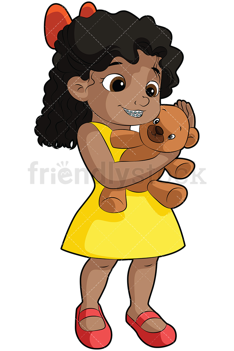 800x1200 Black Girl With Braces Cartoon Vector Clipart