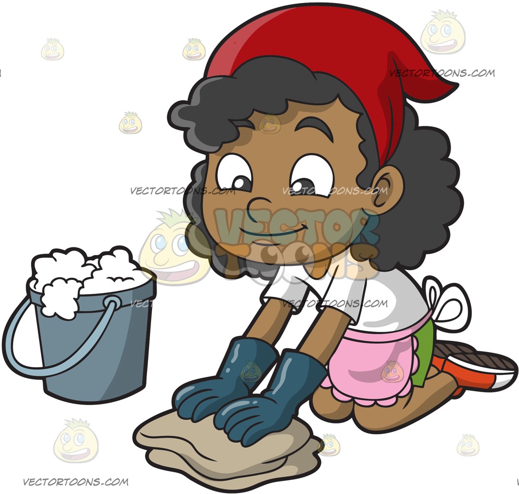 1024x974 A Black Girl Scrubbing The Floor Clipart By Vector Toons