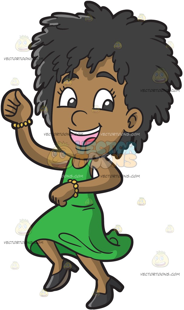 607x1024 A Pretty Black Girl Dancing Gangnam Style Clipart By Vector Toons
