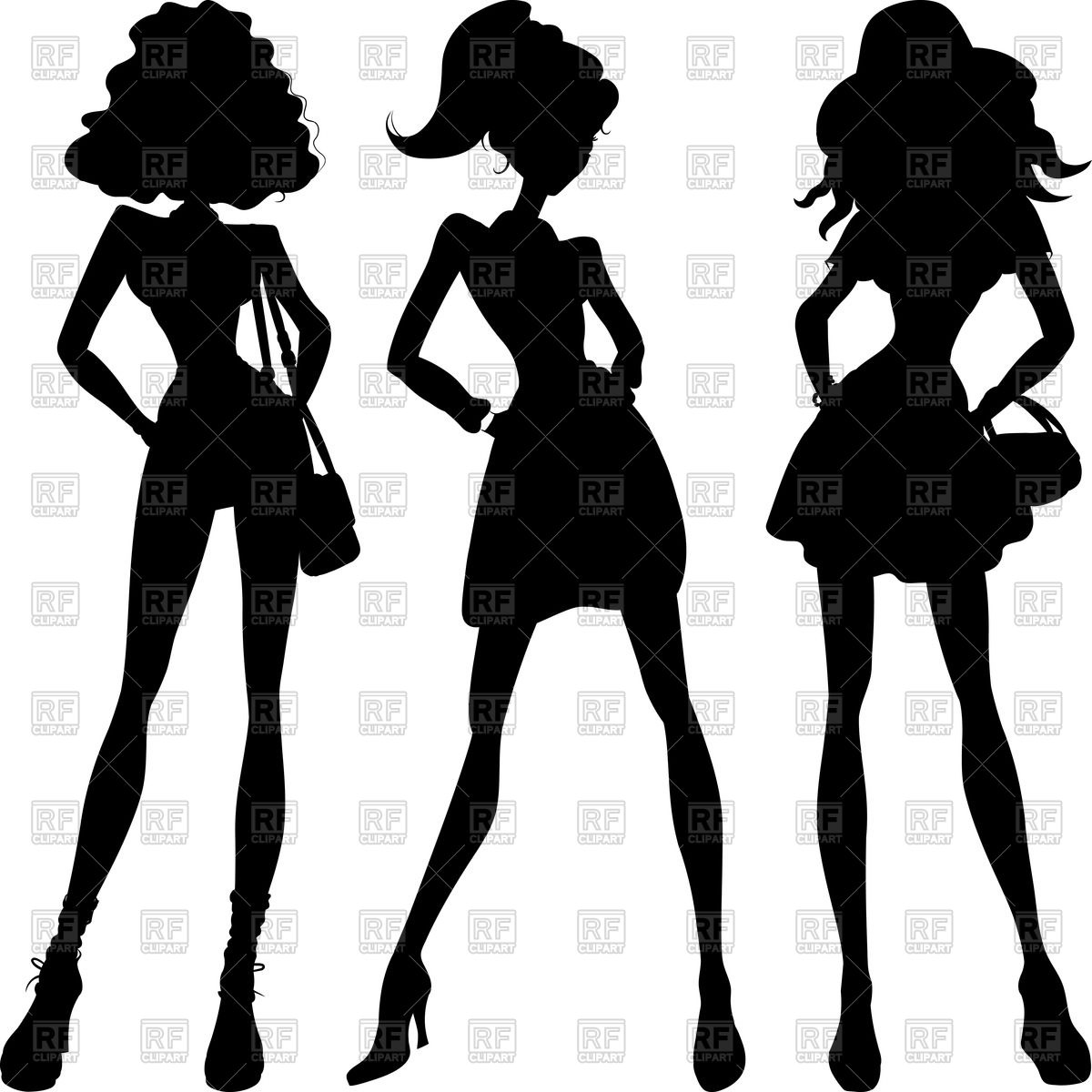 1200x1200 Set Of Silhouette Fashion Girls Vector Image Vector Artwork Of