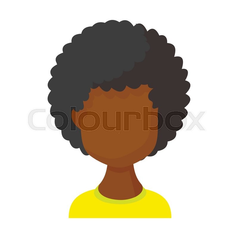 800x800 Avatar Black Woman Icon In Cartoon Style. Faceless Girl With Curly