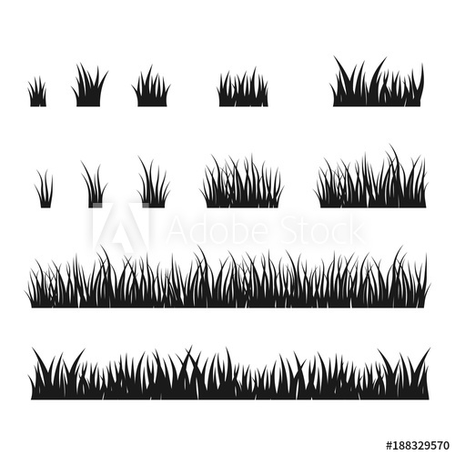 500x500 Silhouettes Of Black Grass, Vector Set.