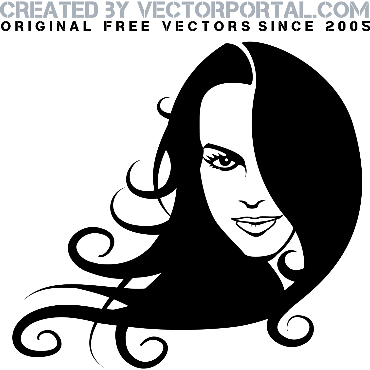 1500x1500 Vector For Free Use Girl With Long Black Hair Vector