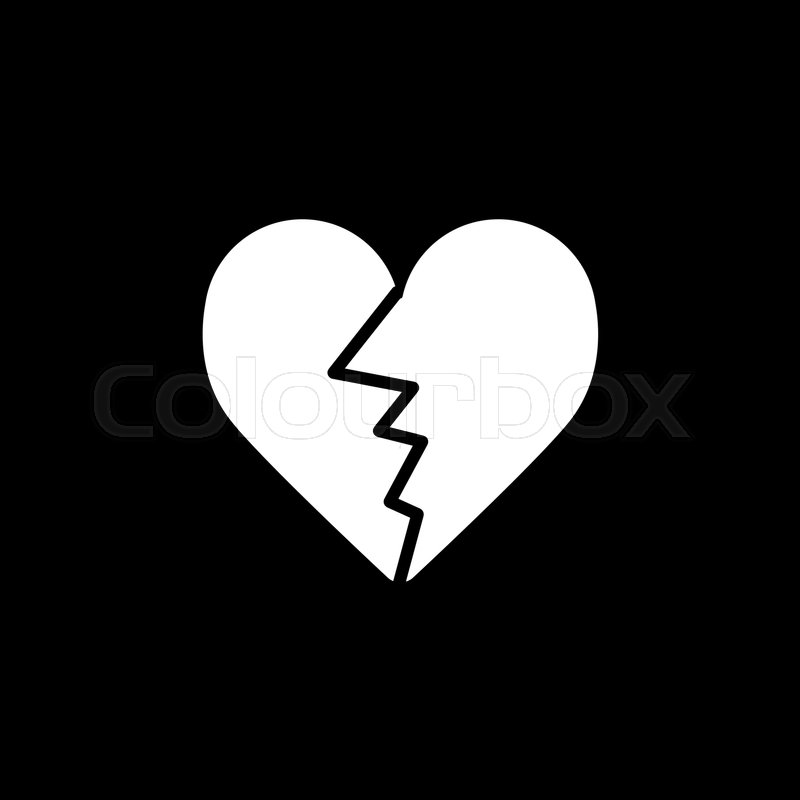 800x800 Cracked Heart Vector Icon. Black And White Love Illustration