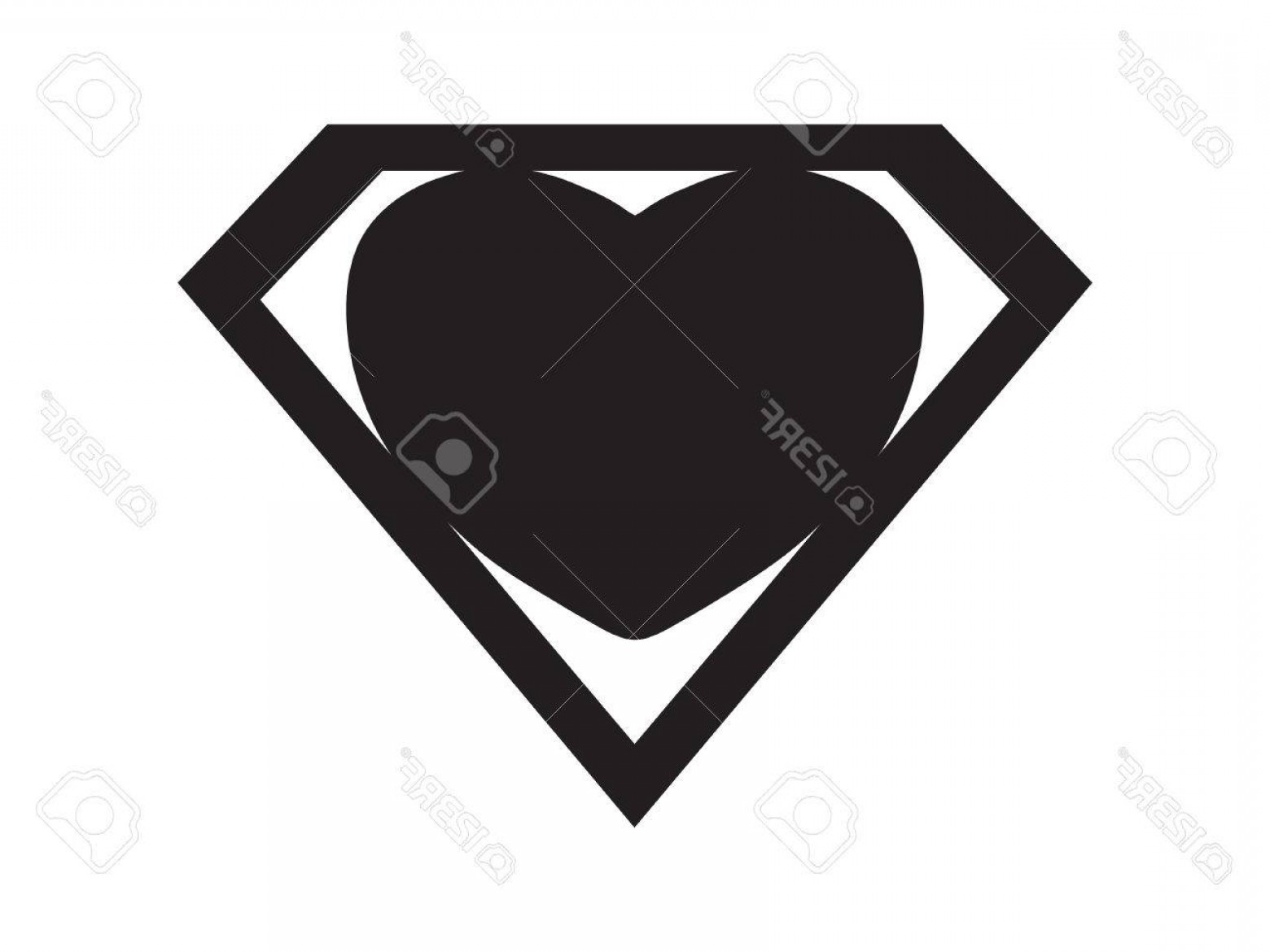 1560x1170 Photostock Vector A Big Black Heart Shaped Like A Superhero Shield