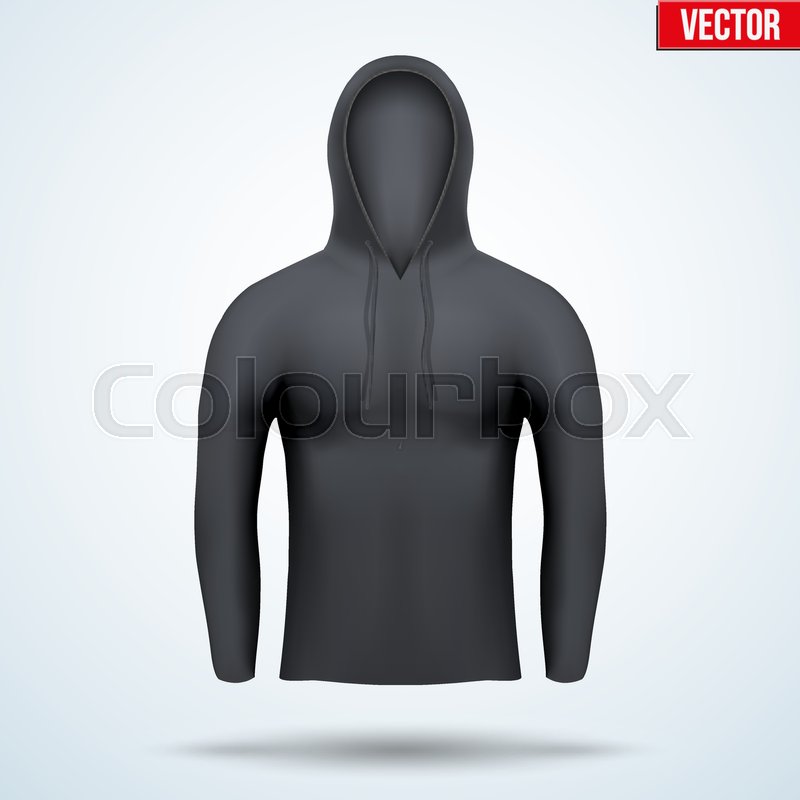 800x800 Black Hoodie Design Templates. Front View. Editable Vector