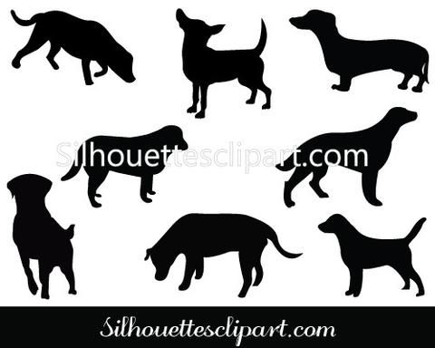 480x384 Black Lab Silhouette Clip Art Pack Black