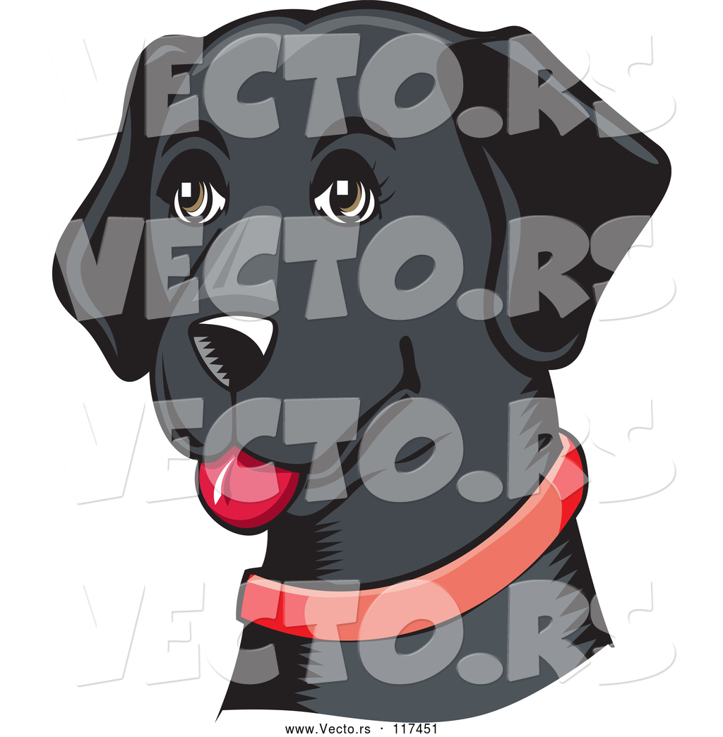 1024x1044 Vector Of Happy Black Lab Dog With A Red Collar By David Rey
