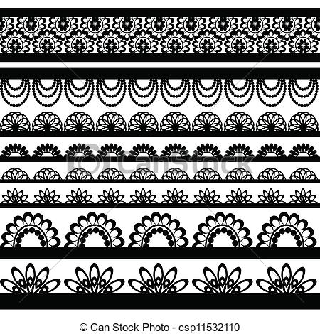 450x470 Set Of Beautiful Lace Vector Trims. Can Be Used For Use With