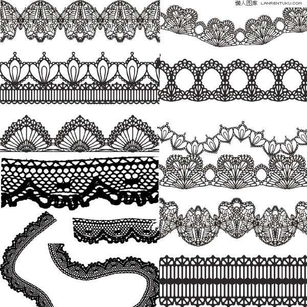 600x600 Variety Of Practical Black Lace Vector Material My Free
