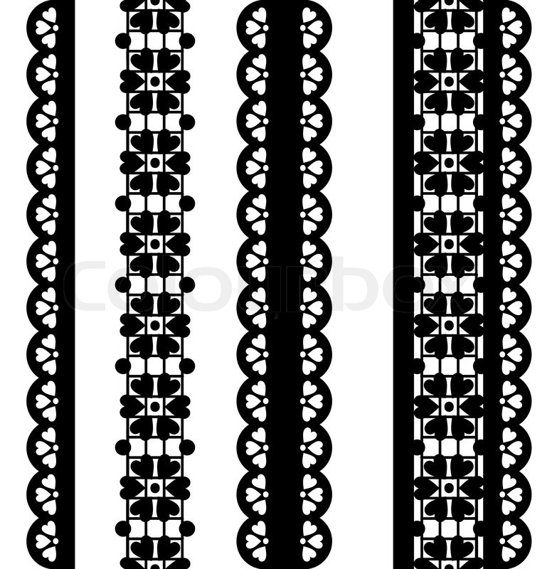 776x800 Vector Set Of Cute Vector Borders. Black Lace Stock Vector