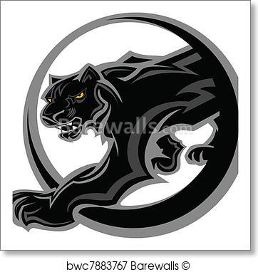 362x382 Art Print Of Panther Mascot Body Vector Graphic Barewalls