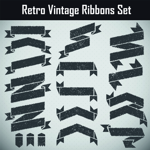 500x500 Grunge Black Ribbon Vector Set Free Vector In Encapsulated