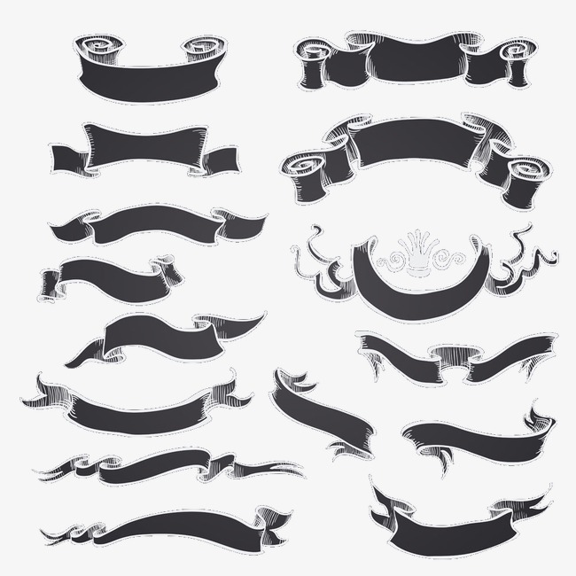 650x650 Vector Black Ribbon, Black, Title Ribbon, Vector Ribbon Png And