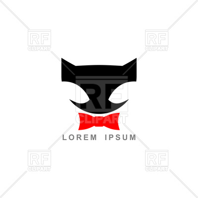 400x400 Silhouette Of Black Cat And Red Bow Tie Vector Image Vector