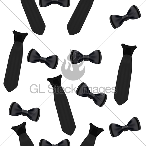 500x500 Black Bow Ties And Ties, Vector Seamless Background Gl Stock Images