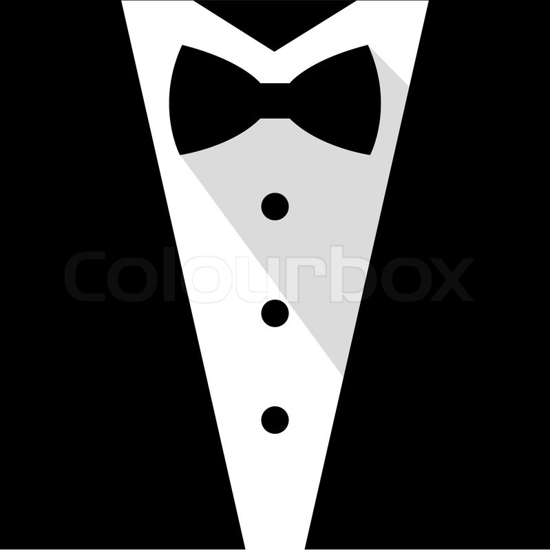 799x800 Black And White Bow Tie Tuxedo Illustration Flat Stock Vector