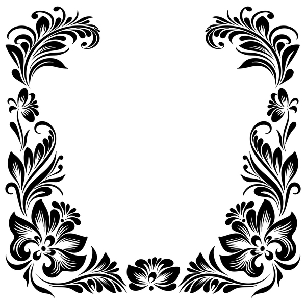 600x600 Black Flower Decorative Frame Vectors Material 06 Free Download