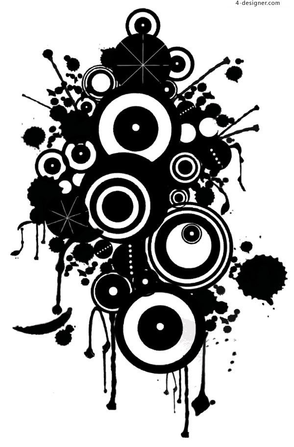 600x910 4 Designer Black And White Circles And Ink Design Vector Material