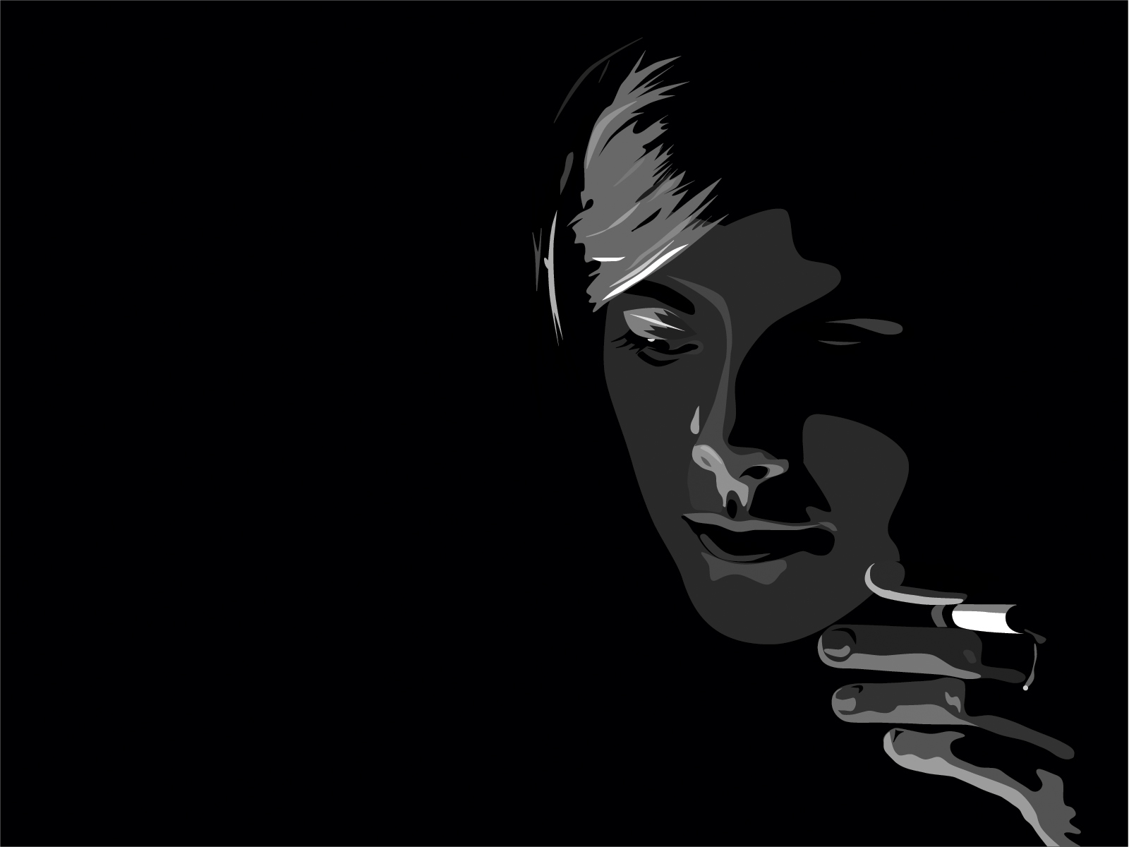 1600x1200 Black And White Man Smoking Vector Wallpaper 4