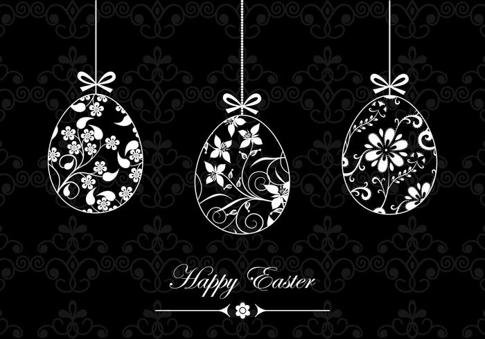 700x490 Black And White Happy Easter Vector Wallpaper