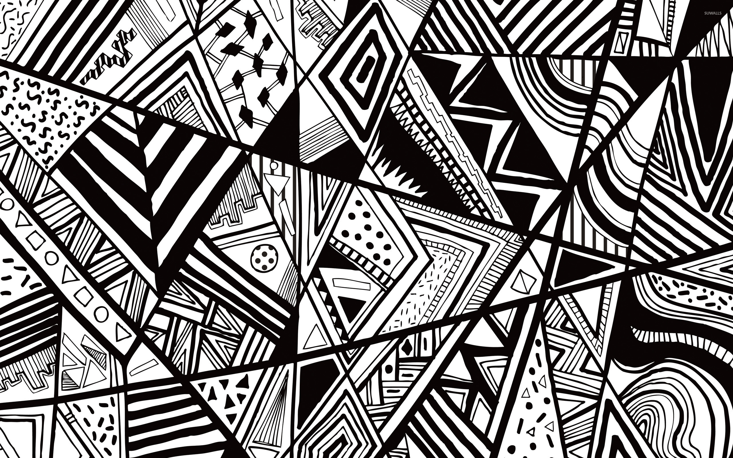2560x1600 Black And White Doodle Wallpaper