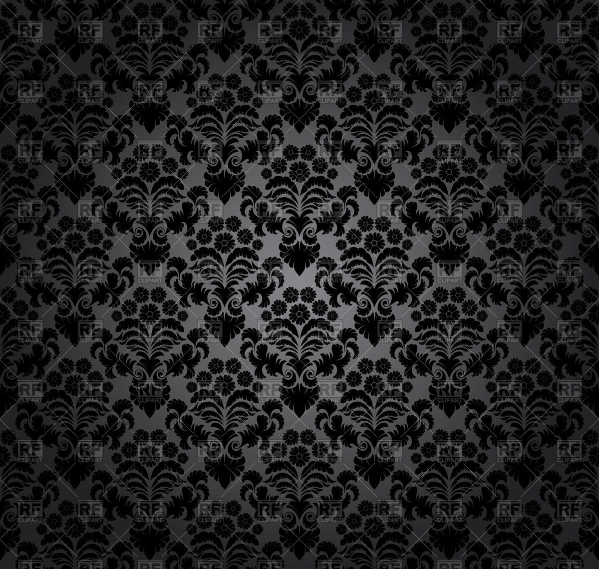 1200x1140 Black Seamless Damask Wallpaper Vector Image Vector Artwork Of
