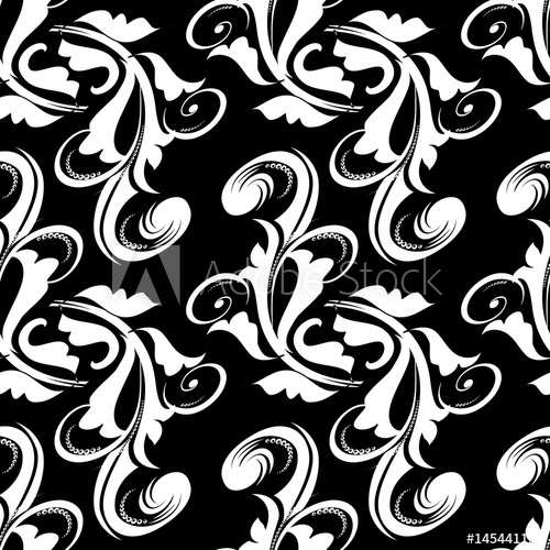 500x500 Floral Seamless Pattern. Black Vector Background Wallpaper