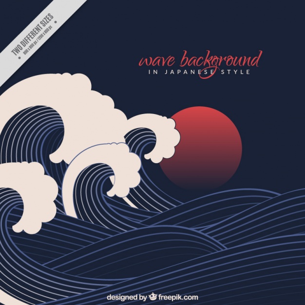 626x626 Black Wave Background In Japanese Style Vector Free Download