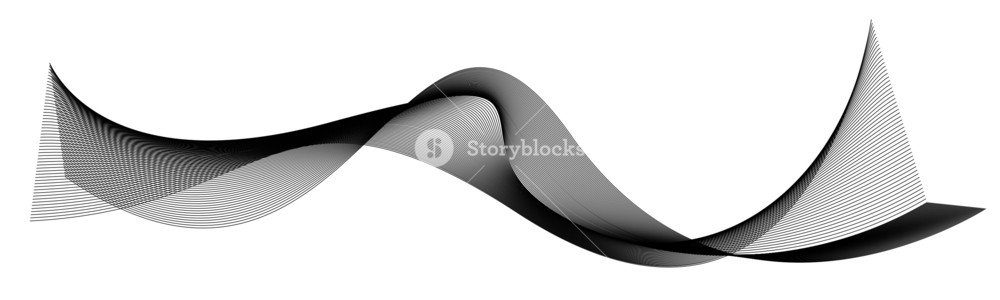 1000x300 Black Wave Lines Vector Illustration Royalty Free Stock Image