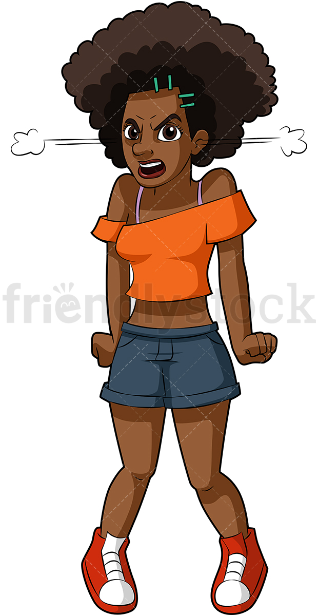 620x1200 Angry Black Woman Cartoon Vector Clipart