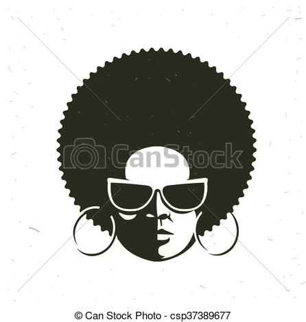 446x470 Front View Portrait Of A Black Woman Face With Sunglasses. Vintage