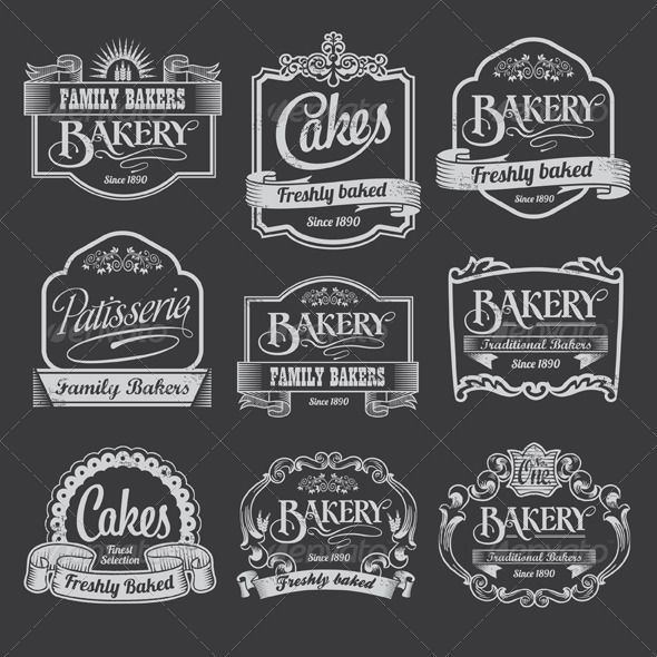 590x590 Chalkboard Bakery Vector Banner And Label