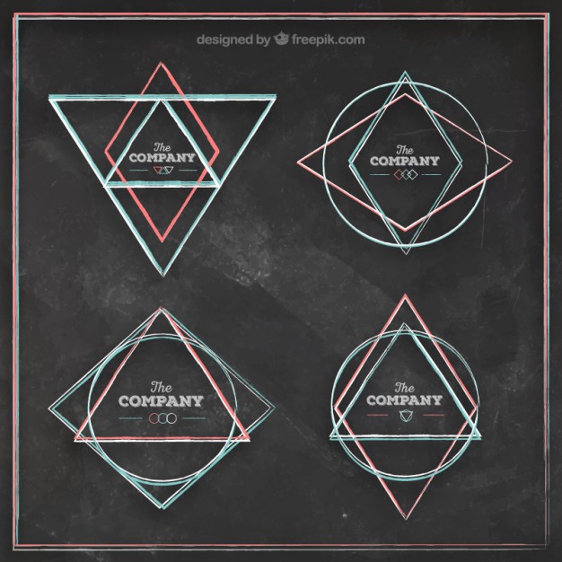 626x626 Sketchy Geometrical Logos On Blackboard Vector Free Download