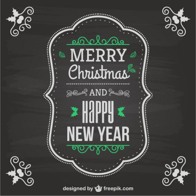 626x626 Vintage Christmas Card With Blackboard Texture Free Vector
