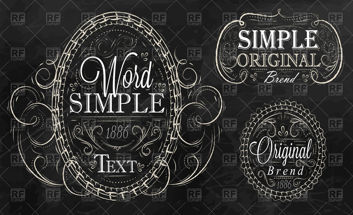 1200x732 Vintage Frame With Ornaments Of Chalk On Blackboard Vector Image