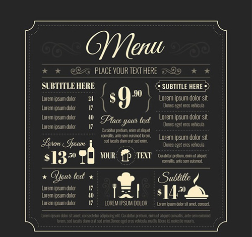 500x470 Restaurant Menu Blackboard Vector Material