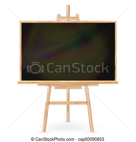 450x470 School Blackboard Vector. Wooden Frame. Classic Empty Education