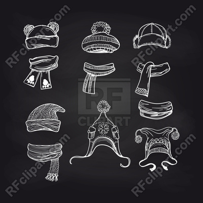 400x400 Winter Knitting Scarves And Hat Sketch On Blackboard Vector Image