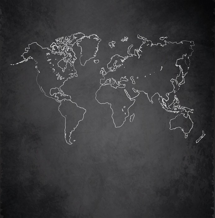 692x700 World Map Blackboard Chalkboard Vector Wall Mural We