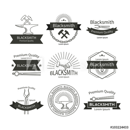 500x500 Blacksmith Vector Labels Set