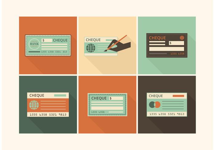 700x490 Retro Blank Check Vector Set