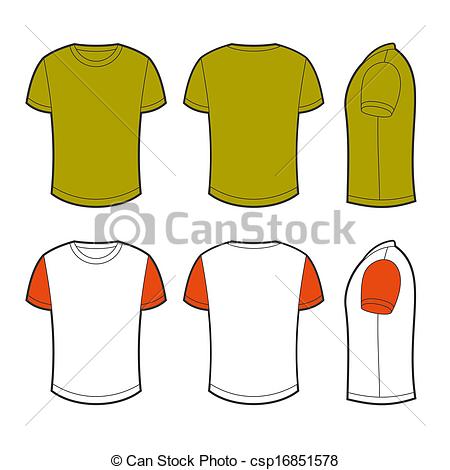 450x470 Front, Back And Side Views Of Blank T Shirt Vectors Illustration