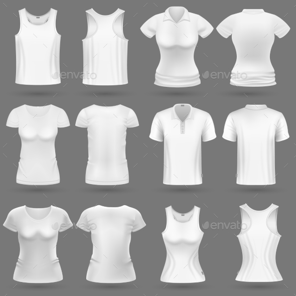 590x590 White Blank T Shirt Vector Templates For Men And Women By Microvone