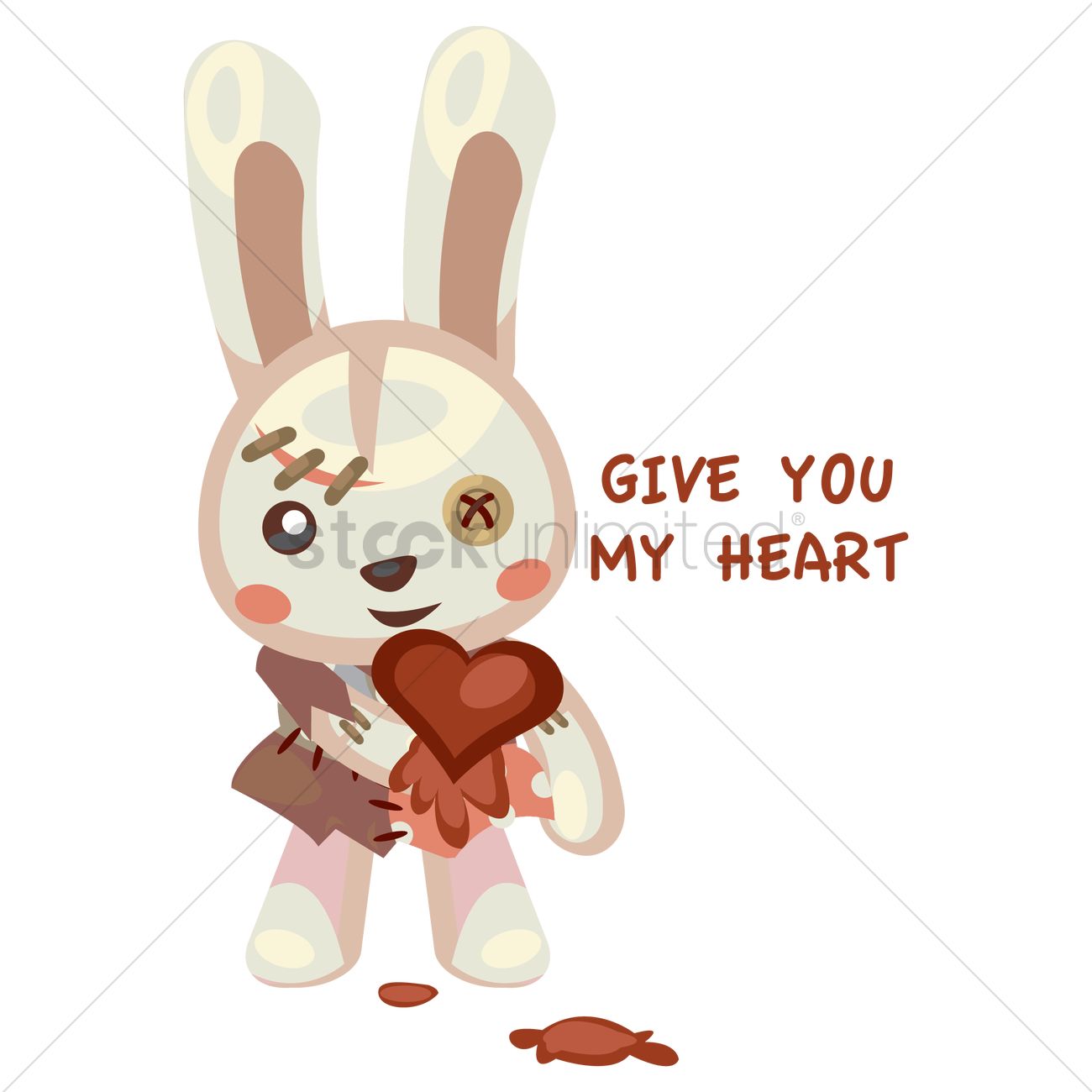 1300x1300 Free Bunny With Bleeding Heart Vector Image